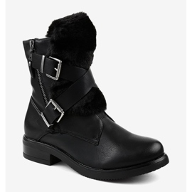 Black flat boots with fur 1061A-PA 1