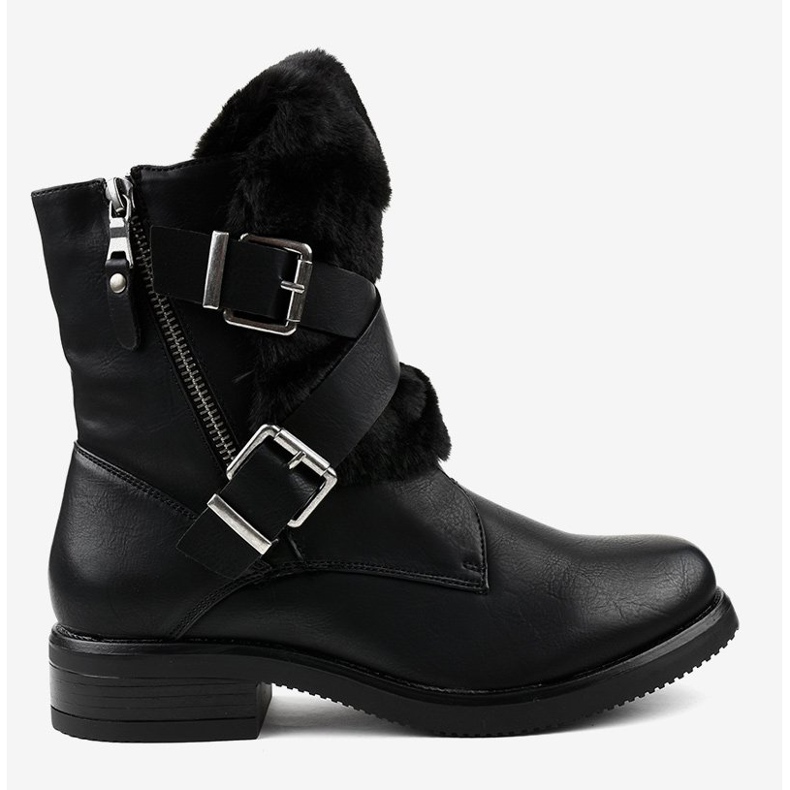 Black flat boots with fur 1061A-PA 2