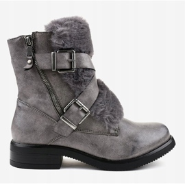 Gray flat boots with fur 1061A-PA grey 2