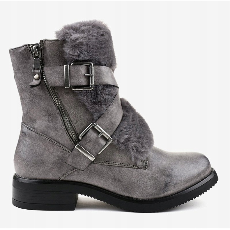 Gray flat boots with fur 1061A-PA grey 2