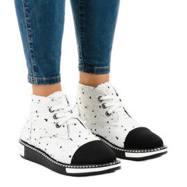 White lace-up boots TS1811 1