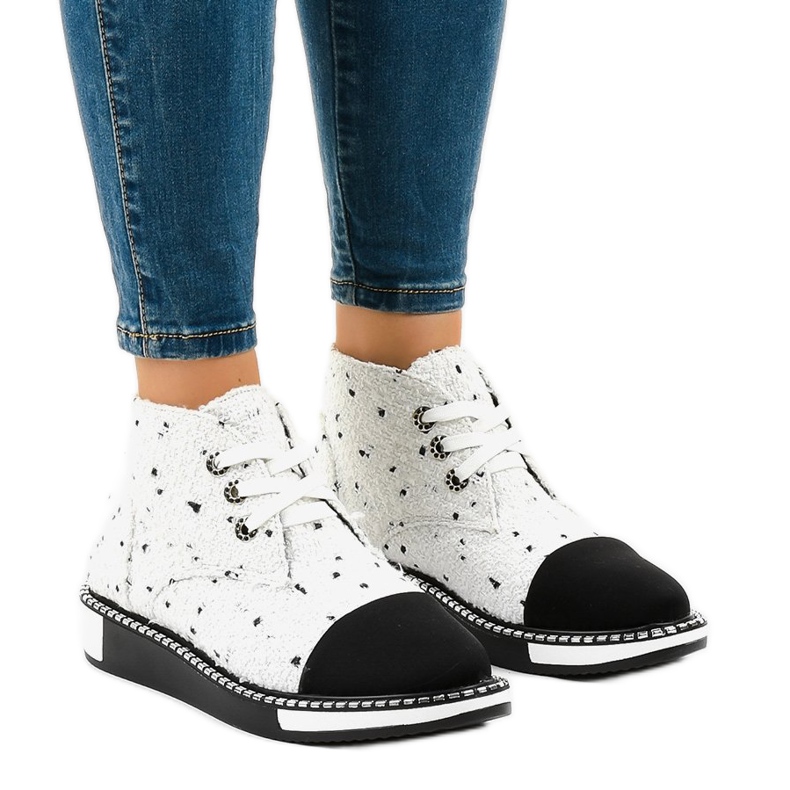 White lace-up boots TS1811 1