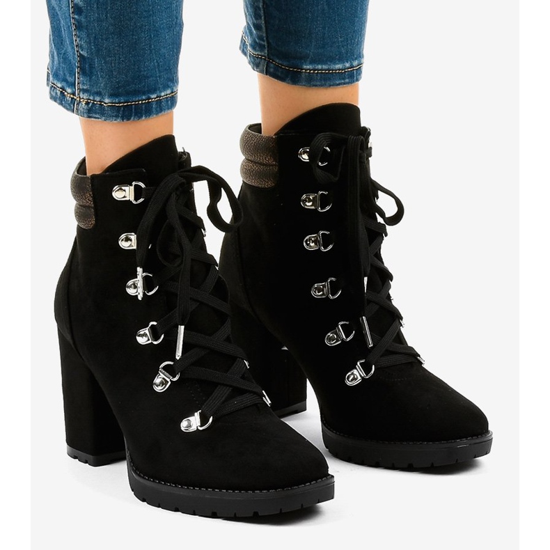 Black suede trapper ankle boots on the 8992 post 1