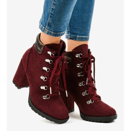 Maroon suede trapper ankle boots on the 8992 post red 2