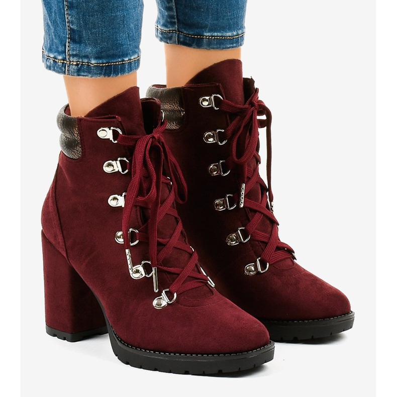Maroon suede trapper ankle boots on the 8992 post red 1