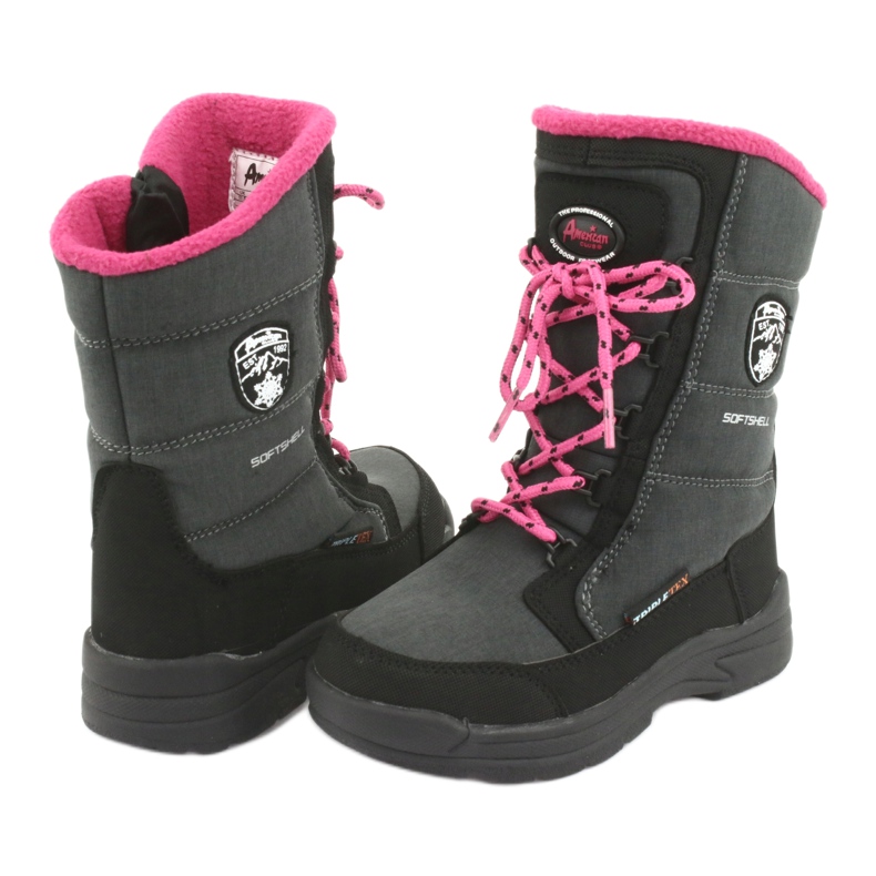 Snow boots with American club SN13 gray membrane black pink grey 4