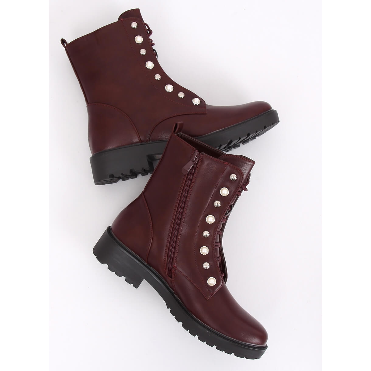 burgundy boots lace up