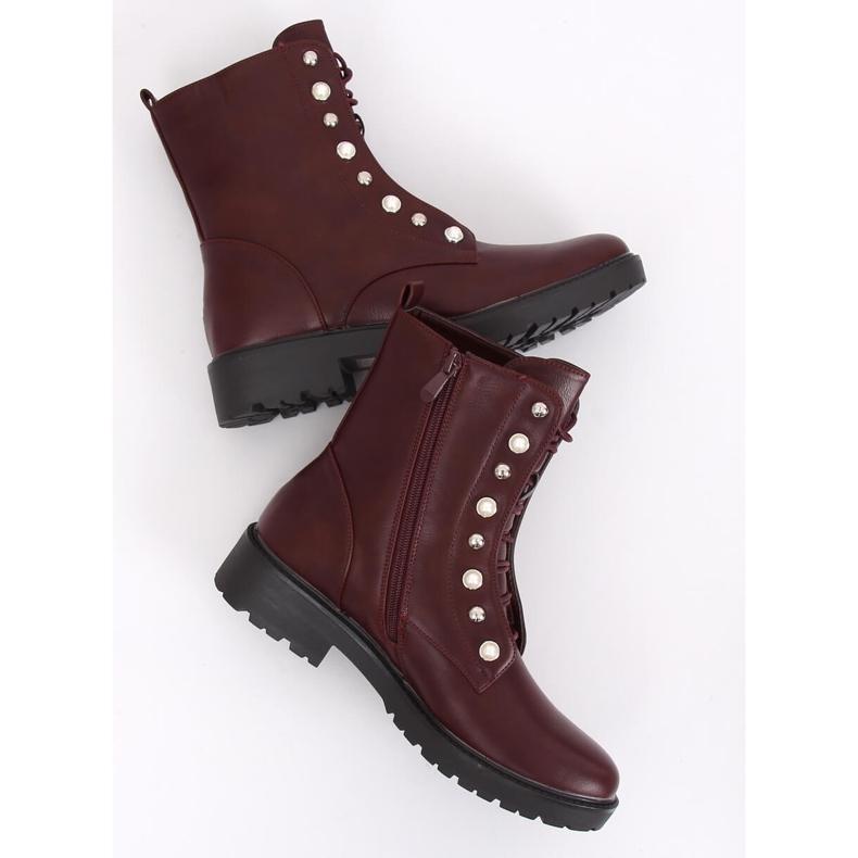 Lace-up boots BH123-KB Wine red 1