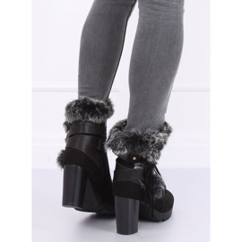 Black high-heeled boots with fur SP05 Black 1