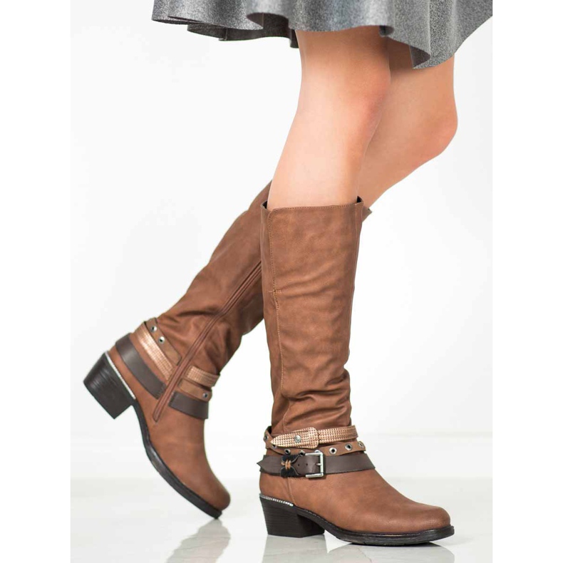 SHELOVET Brown Boots With Ornaments 2 SHELOVET Brown Boots With Ornaments 2
