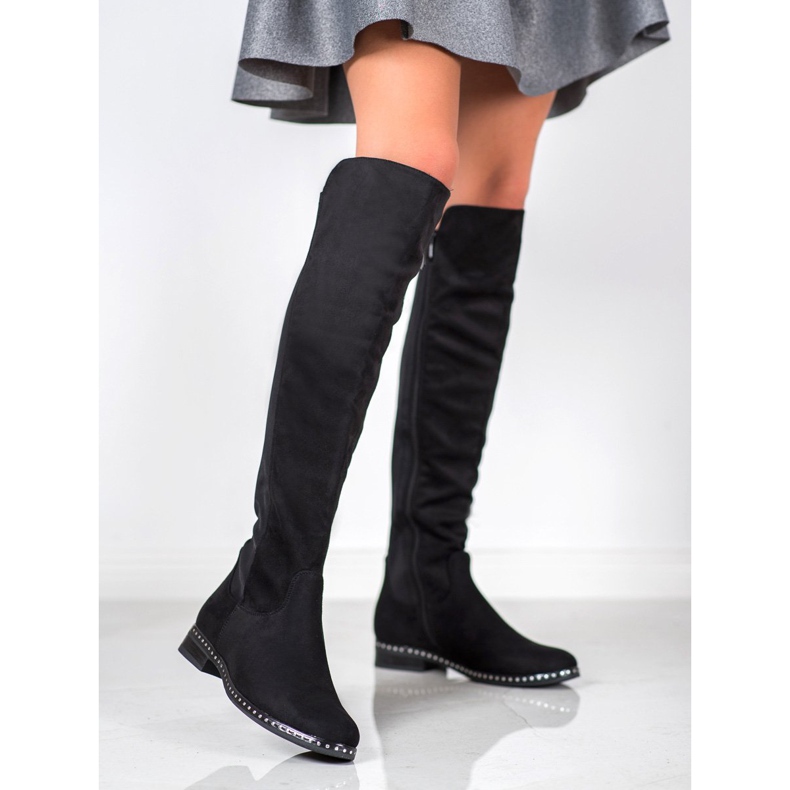 Forever Folie Over-the-knee boots with Lycra black 1 Forever Folie Over-the-knee boots with Lycra black 1