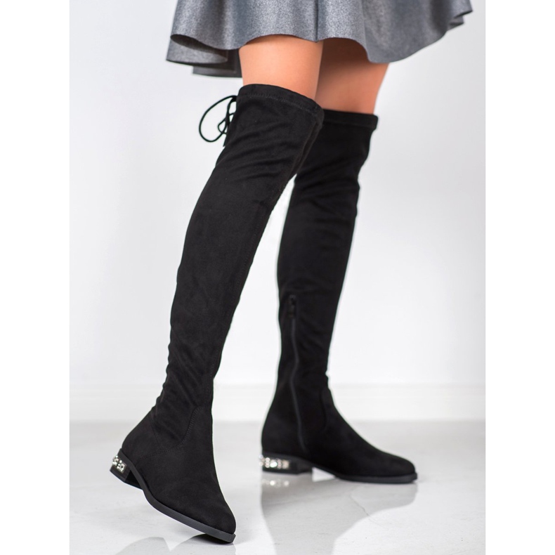 Bestelle Thigh-high boots with decorative heel black 1