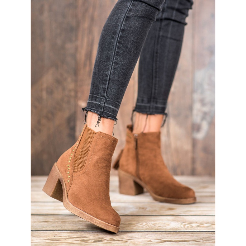 Small Swan Chelsea boots with fringes brown 1