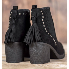 Small Swan Chelsea boots with fringes black 1