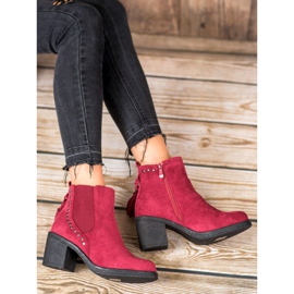 Small Swan Chelsea boots with fringes red 1