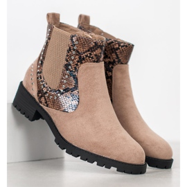 Small Swan Snake Print Chelsea Boots beige multicolored 1