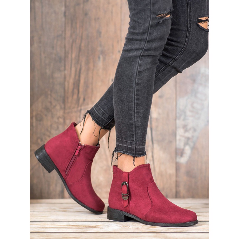 Small Swan Red Suede Booties 2