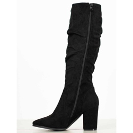 SHELOVET Suede high-heeled boots black 2