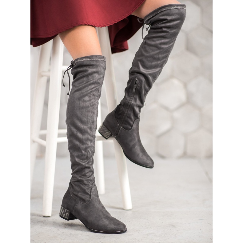 Seastar Over-the-knee boots with crystals grey 1