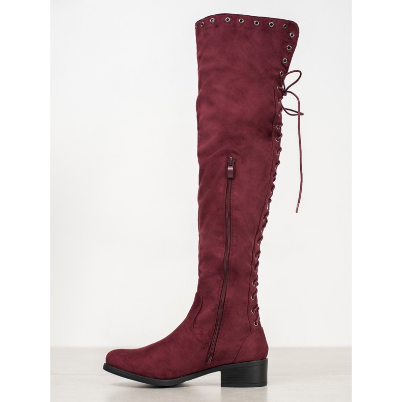 SHELOVET Suede Boots With Binding red 1