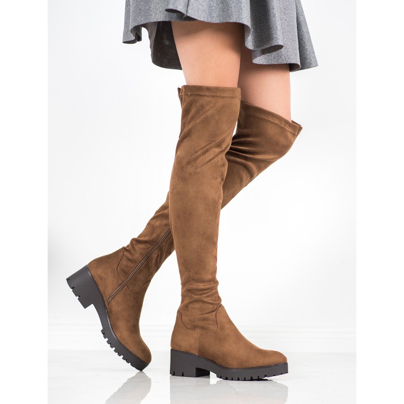 SHELOVET Thigh-boots On The Platform brown 1