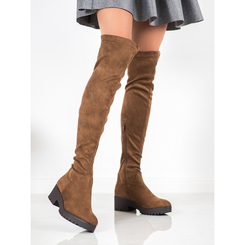 SHELOVET Thigh-boots On The Platform brown 2