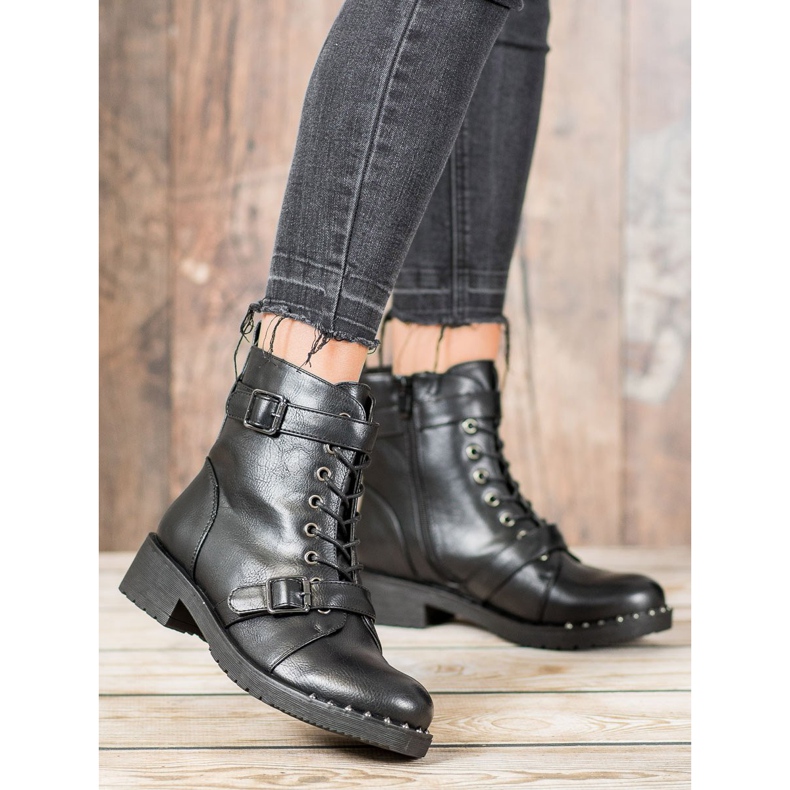 Cm Paris Lace-up Boots With Buckle black - KeeShoes
