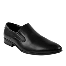Black elegant low shoes 6-317 loafers 1
