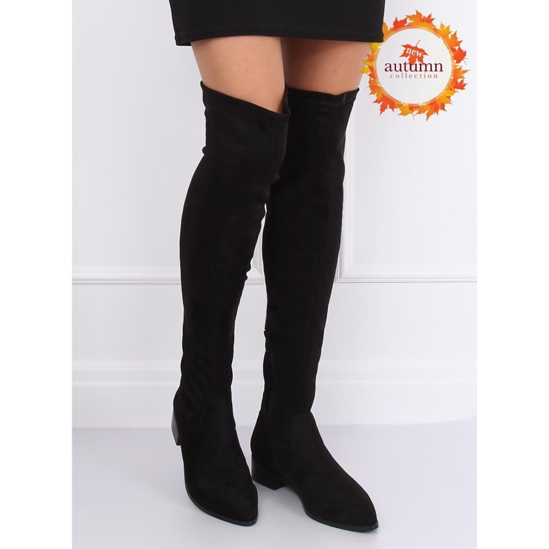 Over-the-knee boots with flat heels black RB34P Black 1