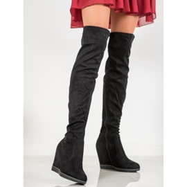 SHELOVET Wedge Boots With Crystals black 1