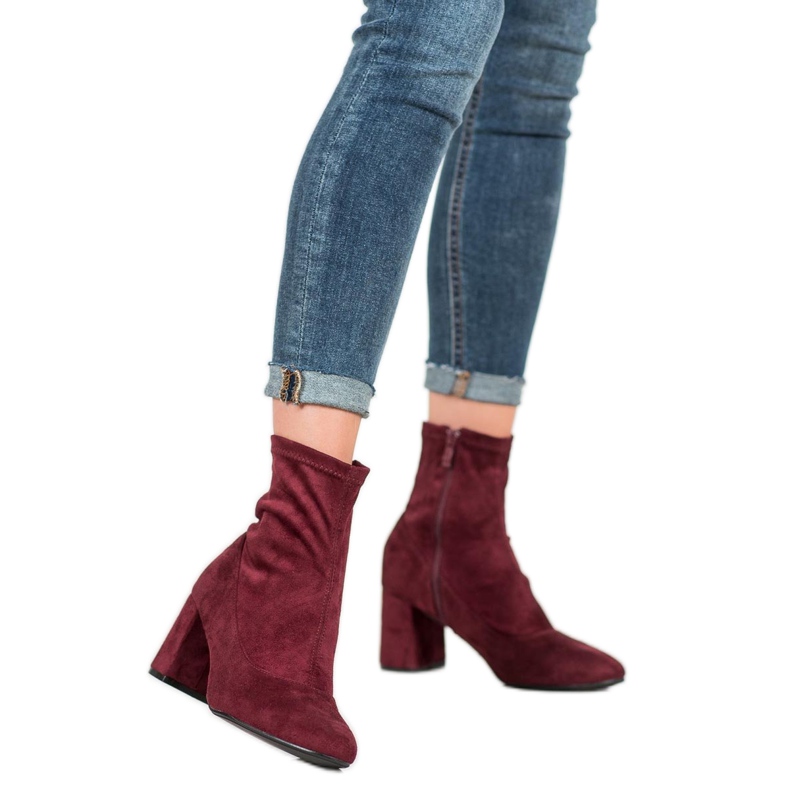 Diamantique Burgundy Booties On The Post red 1