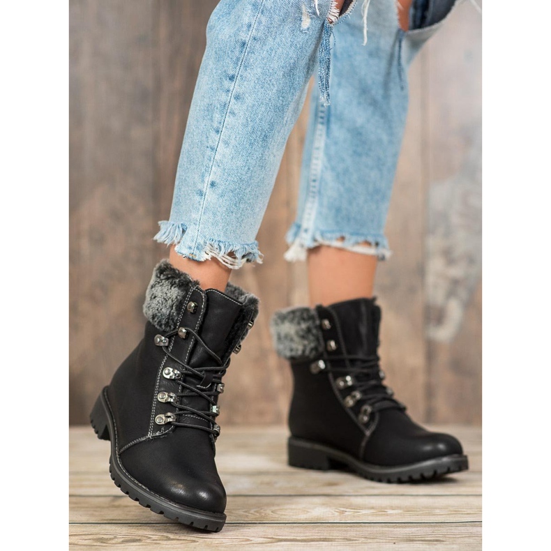 SHELOVET Tied Trappers With Fur black 2