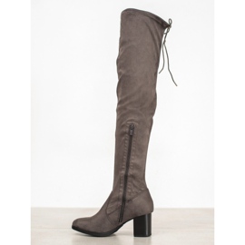 SHELOVET Suede Over The Knee Boots grey 1