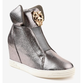 Silver sneakers on the jaguar KLS-105-4 wedge heel grey 1
