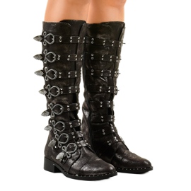 Black boots richly decorated NC271 1 Black boots richly decorated NC271 1