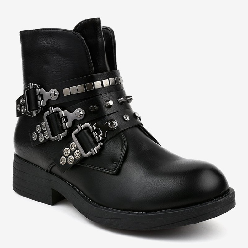 Black flat boots with Y225 buckles 1