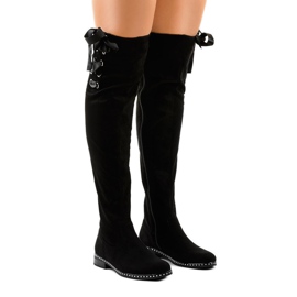 Black suede insulated boots H308 1