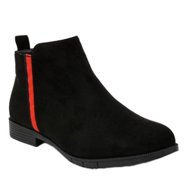 Black flat women's boots with fur C08 1