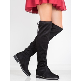 J. Star Suede thigh-high boots with a binding black 1