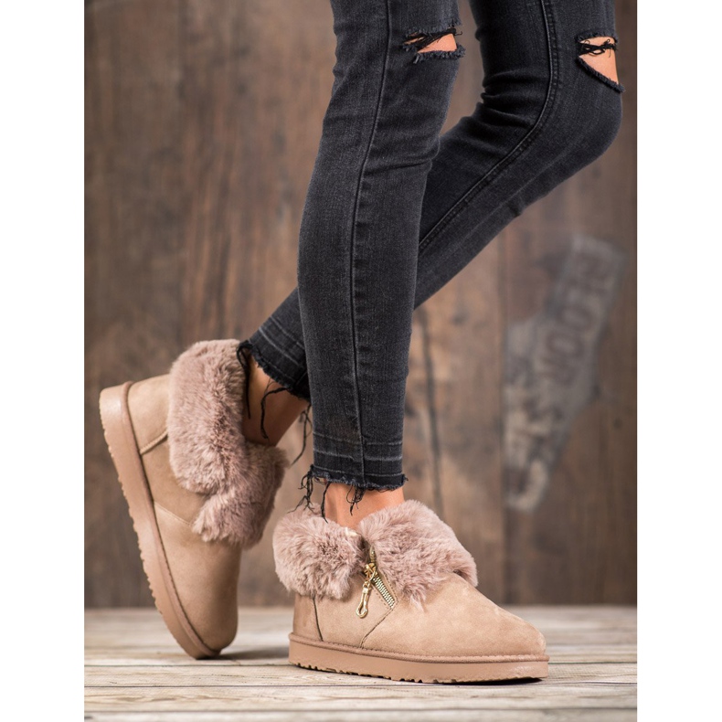 Kylie Low Mukluki With Fur brown 1