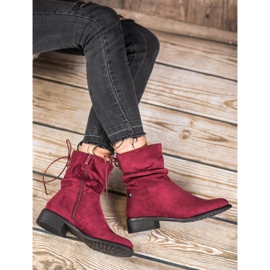 Flyfor Suede boots on a flat heel red 1