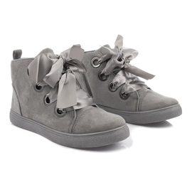 Suede Boots and Bows TL0147 Gray grey 1