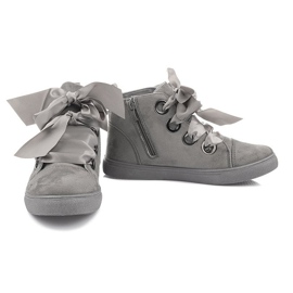 Suede Boots and Bows TL0147 Gray grey 2