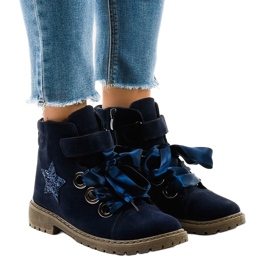 Navy blue hiking boots with a star TL51-2 1