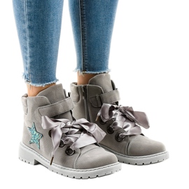 Gray hiking boots with a star TL51-3 grey 1