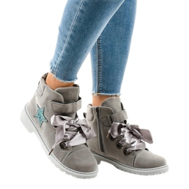 Gray hiking boots with a star TL51-3 grey 2