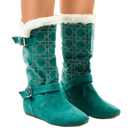 Green flat boots to mid-calf R100 1 Green flat boots to mid-calf R100 1