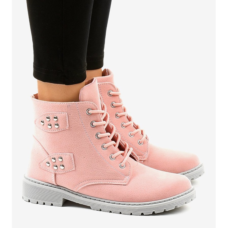 Pink suede flat boots TL93-4 2 Pink suede flat boots TL93-4 2