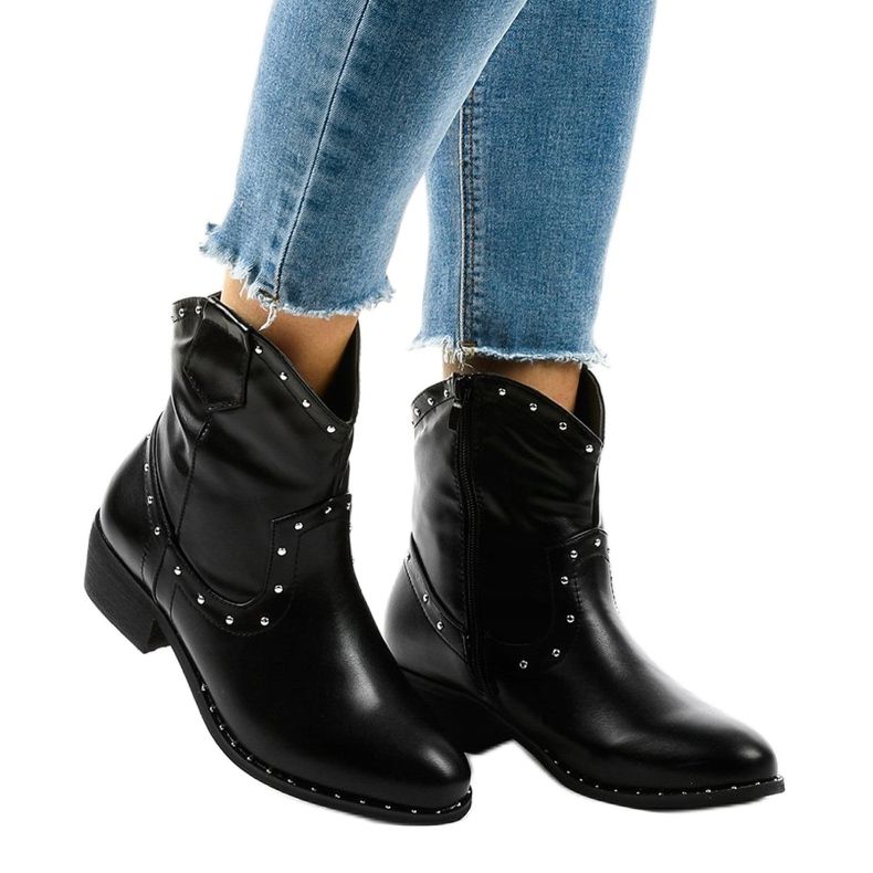 Black ankle boots with L893-1 studs 1