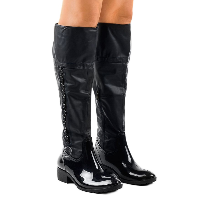 Navy boots with a chain A101 navy blue 1